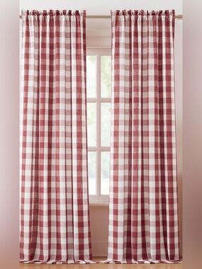 2 Classic Red Buffalo Check Curtain Panel (42”Width x 84” Length) Home Accents
